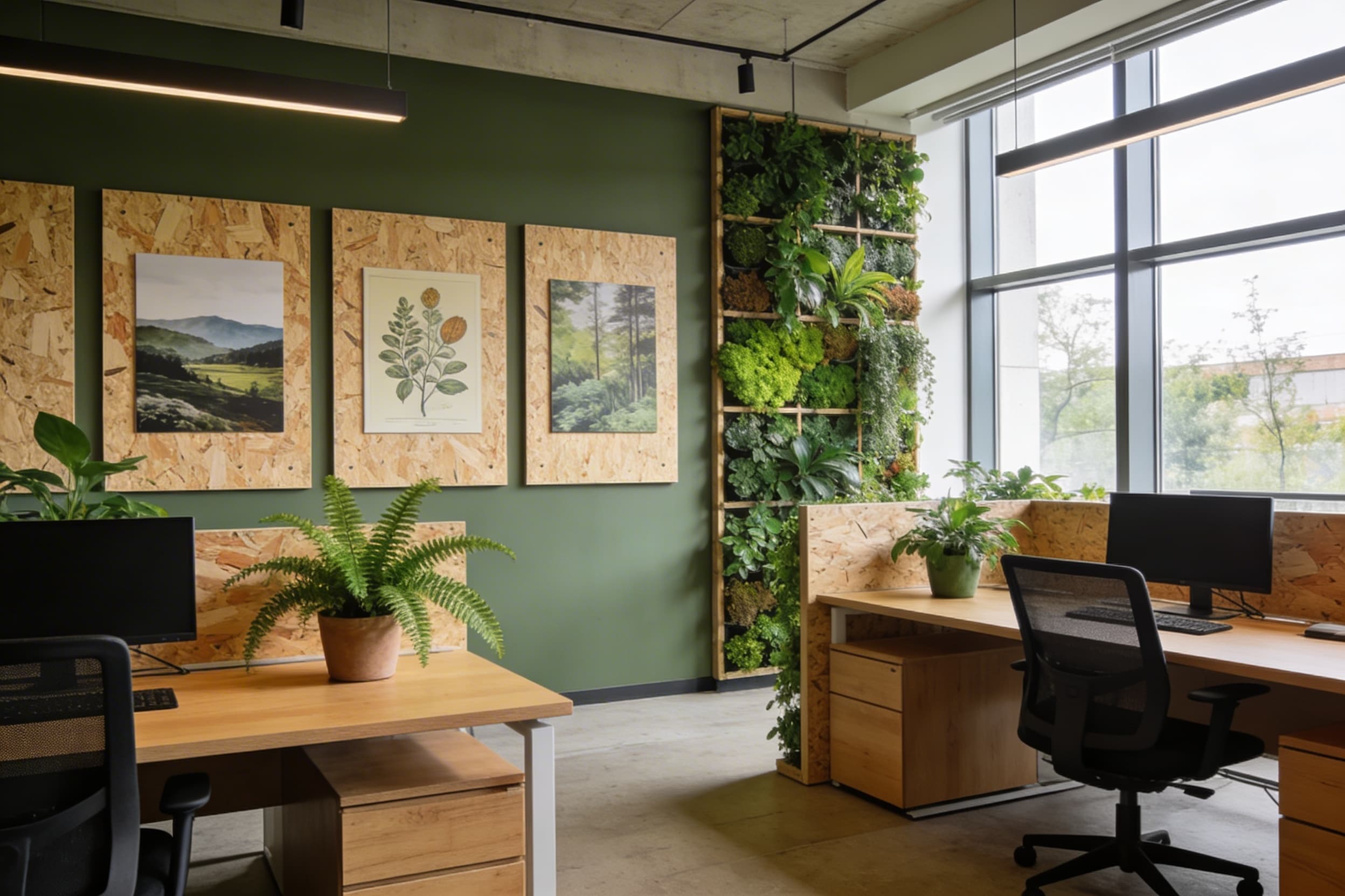 Hållbar kontorskonst i en modern coworking-miljö