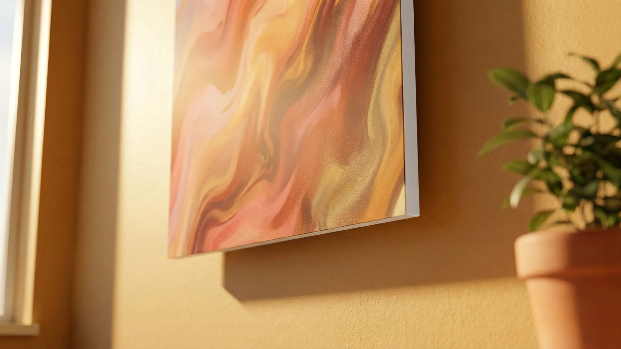 Konstboard monterad på vägg i kontorsmiljö